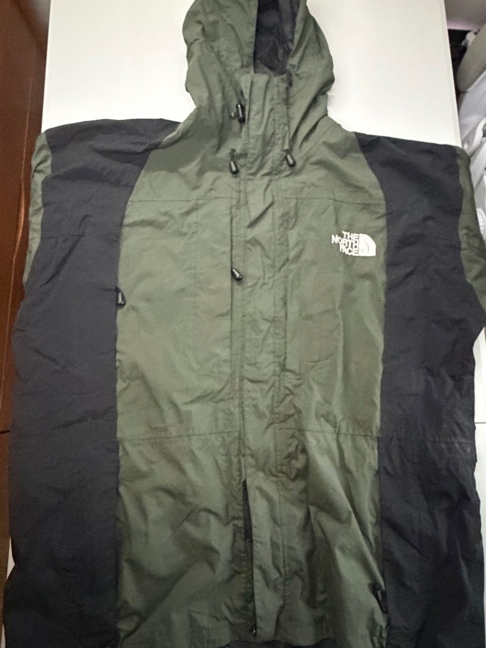 The North Face Olive Green & Black Hooded Raincoat